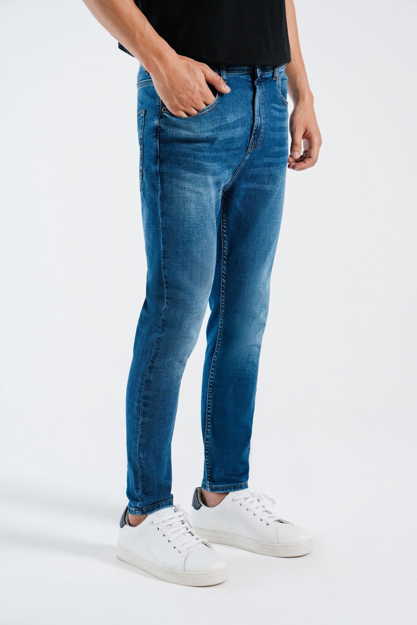 Preloved Stretch ( Mid Blue) Jeans Slim-Fit Shaded